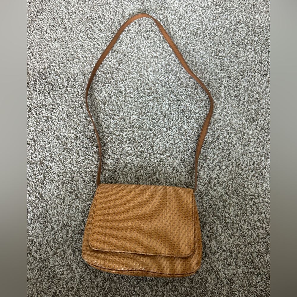 Fossil Tan Woven Straw Shoulder Bag